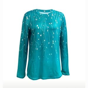 Women’s Teal Patterned Long Sleeve Knit Top - Size XL - NWOT